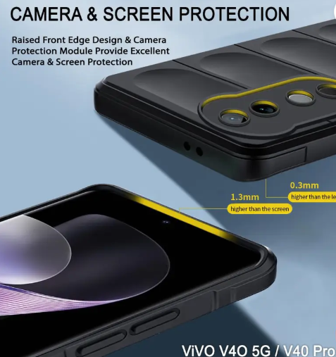 Back Cover for Vivo V40 5G, Vivo V40 Pro 5G  (Black, Silicon, Pack of: 1)