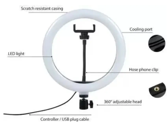 Jeteck Big Tripod Stand for Live Stream-LED Ring Light with Phone Holder Dimmable for Tik-Tok, mx taka tak, Josh, Moj, Mitron, Vigo, Videos, Instagram Reels, Likee Tripod Stand Ring Flash 9 FT Tripod Kit