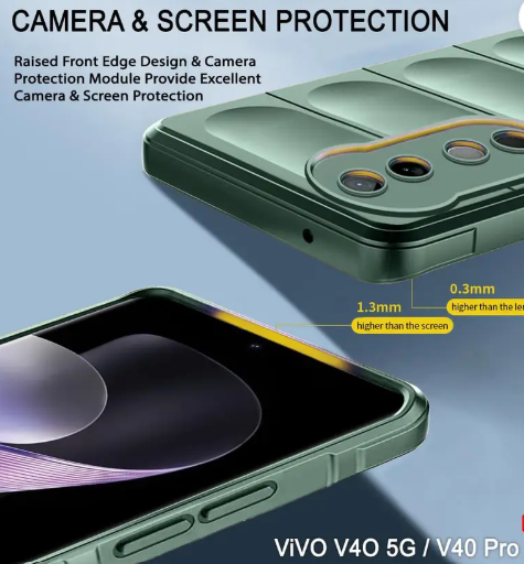 Back Cover for Vivo V40 5G, Vivo V40 Pro 5G  (Green, Silicon, Pack of: 1)