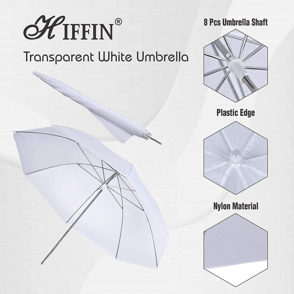 HIFFIN E27 Studio Double Holder KIT Umbrella White + Studio Light Stand 9 FT+ Umbrella and Double Holder KIT Set of 2 (2 x Double Holder | 2 x Light Stand 9 feet | 2 x Umbrella | 1 x Bag)