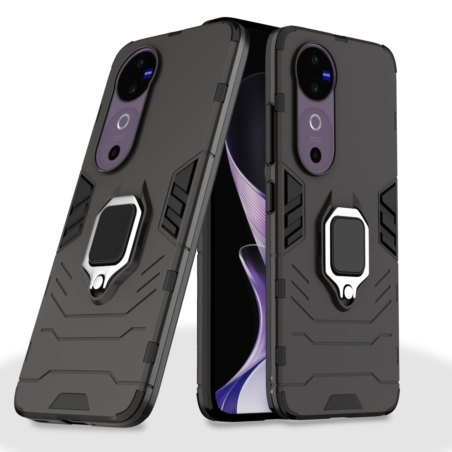 Back Cover ForVivo V40 5G / V40 Pro 5G / T3 Ultra 5G | 360 Protection Case| D5 Tough Armor Bumper Case (Black)