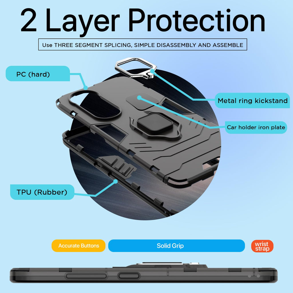 Back Cover ForVivo V40 5G / V40 Pro 5G / T3 Ultra 5G | 360 Protection Case| D5 Tough Armor Bumper Case (Black)
