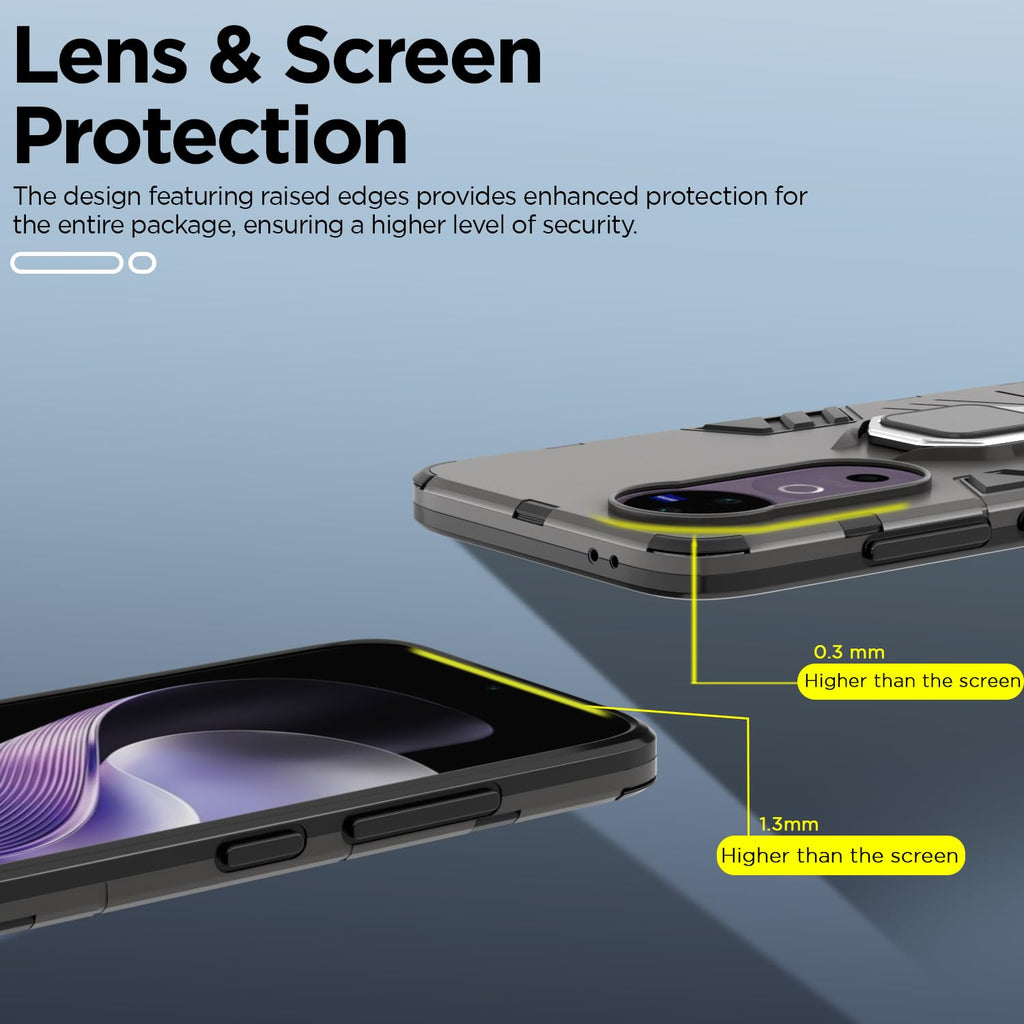 Back Cover ForVivo V40 5G / V40 Pro 5G / T3 Ultra 5G | 360 Protection Case| D5 Tough Armor Bumper Case (Black)