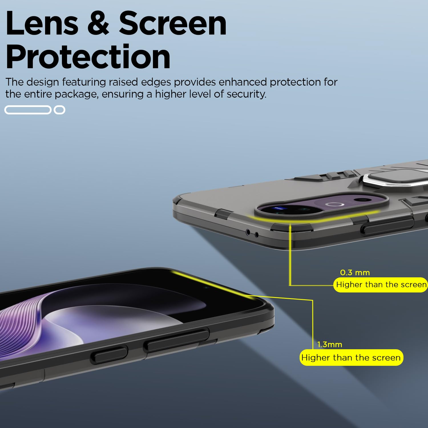 Back Cover ForVivo V40 5G / V40 Pro 5G / T3 Ultra 5G | 360 Protection Case| D5 Tough Armor Bumper Case (Black)