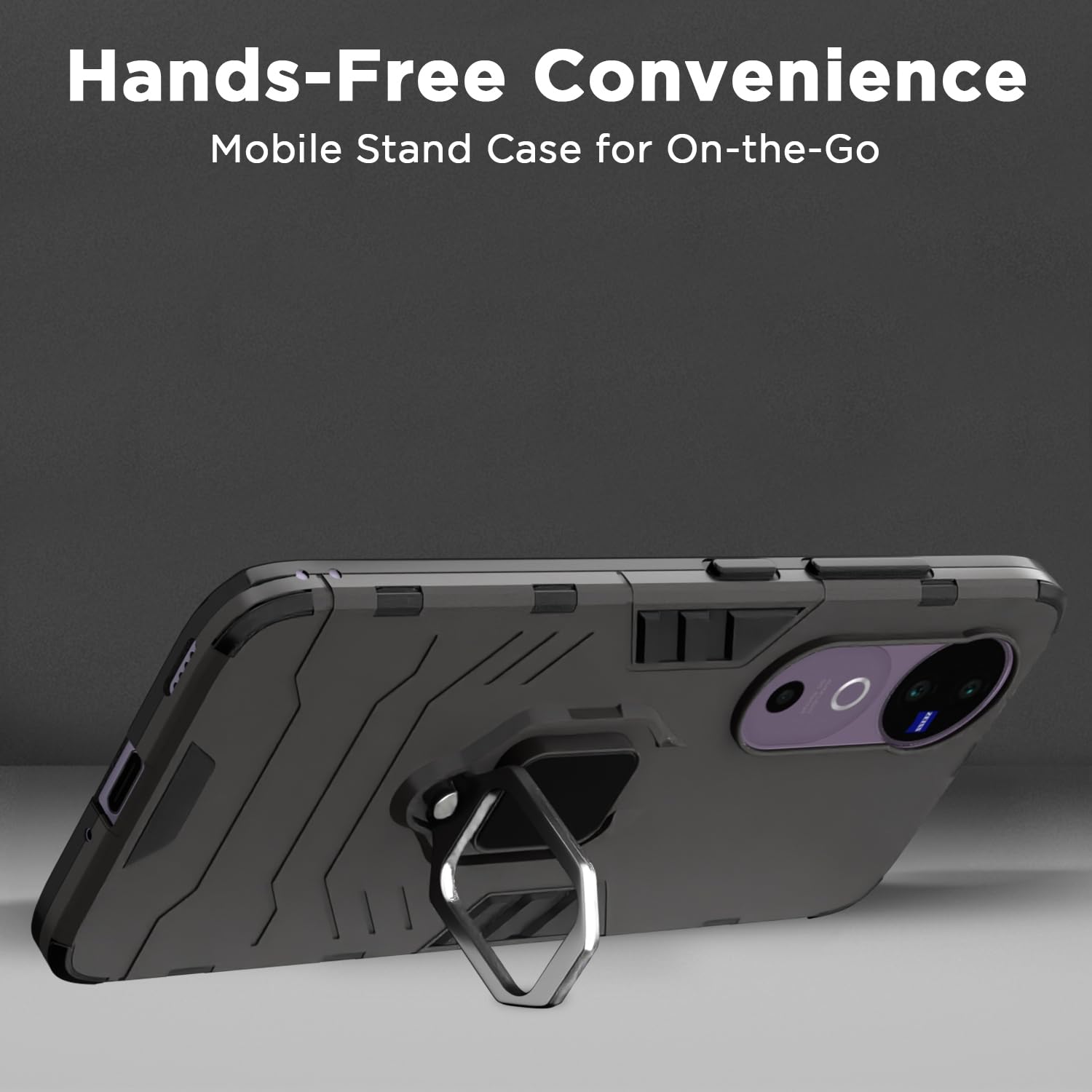 Back Cover ForVivo V40 5G / V40 Pro 5G / T3 Ultra 5G | 360 Protection Case| D5 Tough Armor Bumper Case (Black)