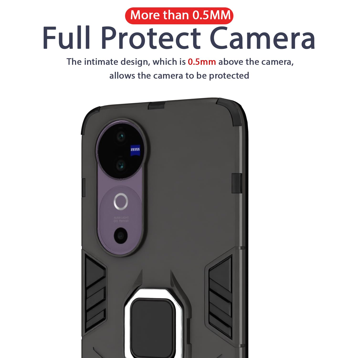 Back Cover ForVivo V40 5G / V40 Pro 5G / T3 Ultra 5G | 360 Protection Case| D5 Tough Armor Bumper Case (Black)