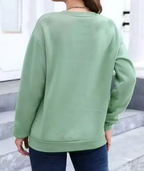 Printed Graphic Sweatshirt Long Sleeves Round Neck For Women's