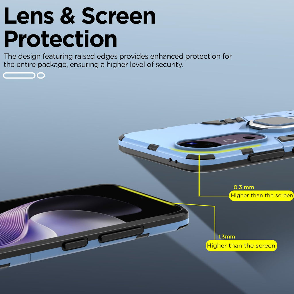 Back Cover ForVivo V40 5G / V40 Pro 5G / T3 Ultra 5G | 360 Protection Case| D5 Tough Armor Bumper Case (Blue)