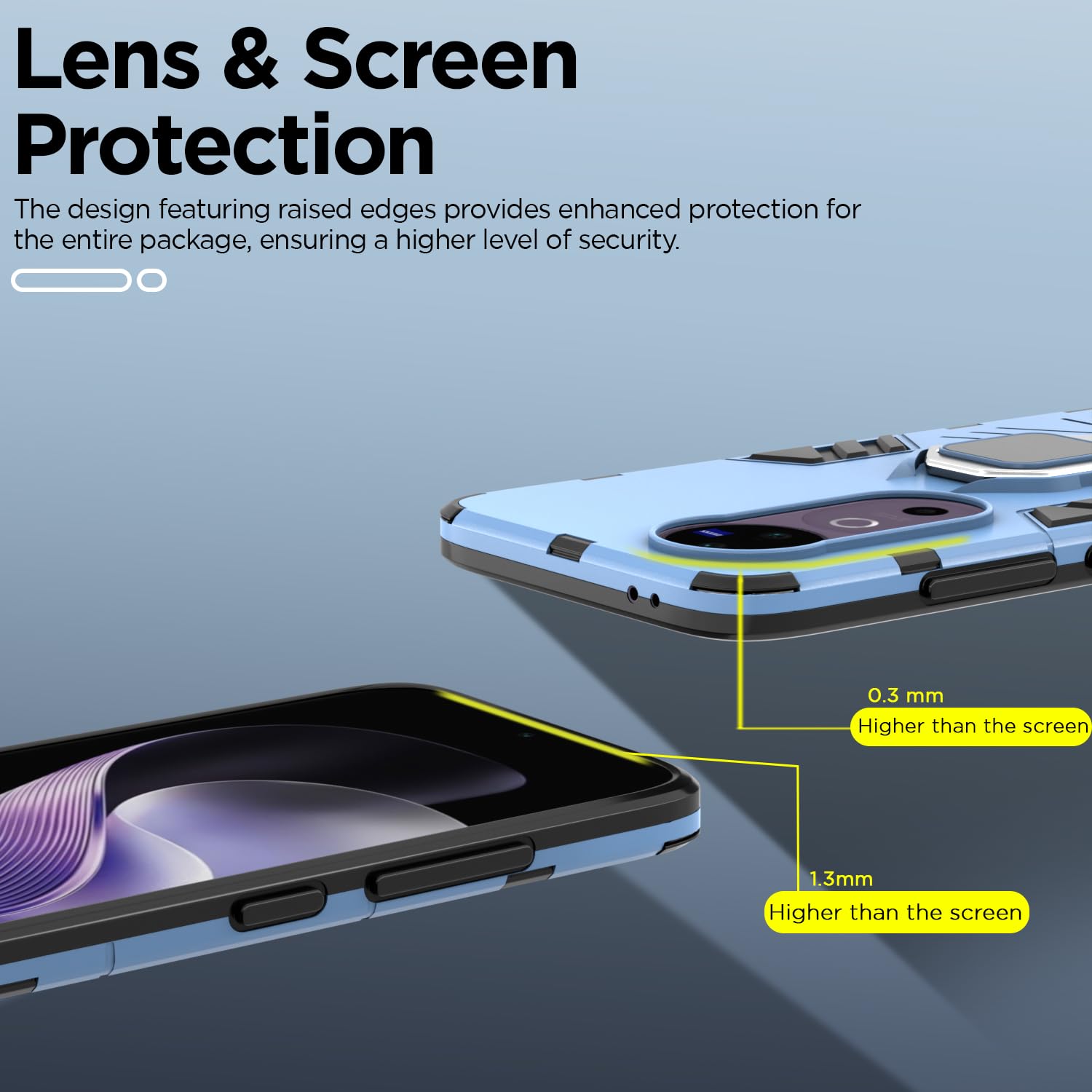 Back Cover ForVivo V40 5G / V40 Pro 5G / T3 Ultra 5G | 360 Protection Case| D5 Tough Armor Bumper Case (Blue)