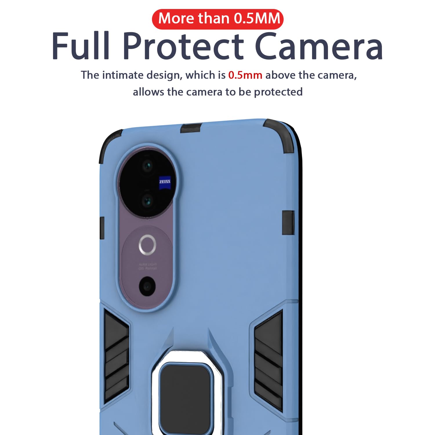 Back Cover ForVivo V40 5G / V40 Pro 5G / T3 Ultra 5G | 360 Protection Case| D5 Tough Armor Bumper Case (Blue)