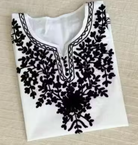 STYLISH TOP CHIKAN-KARAHI WHITE BASE AND BLACK EMBROIDERY