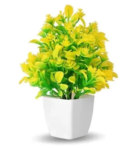 Wild Artificial Plant with Pot Set Of 8 Mini/Small Artificial Plants (15 cm, Multicolour)