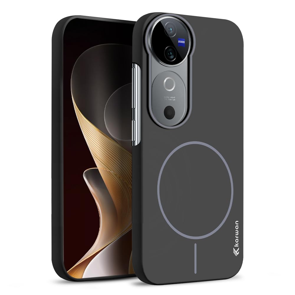 KARWAN®️Magnetic Ultra Slim-Fit Back Case Cover for Vivo V40 |Hard PC Case Cover| Ultra-Thin & Light Weight with [Ultra Premium Feel] Case for Vivo V40(6.8")(Black)