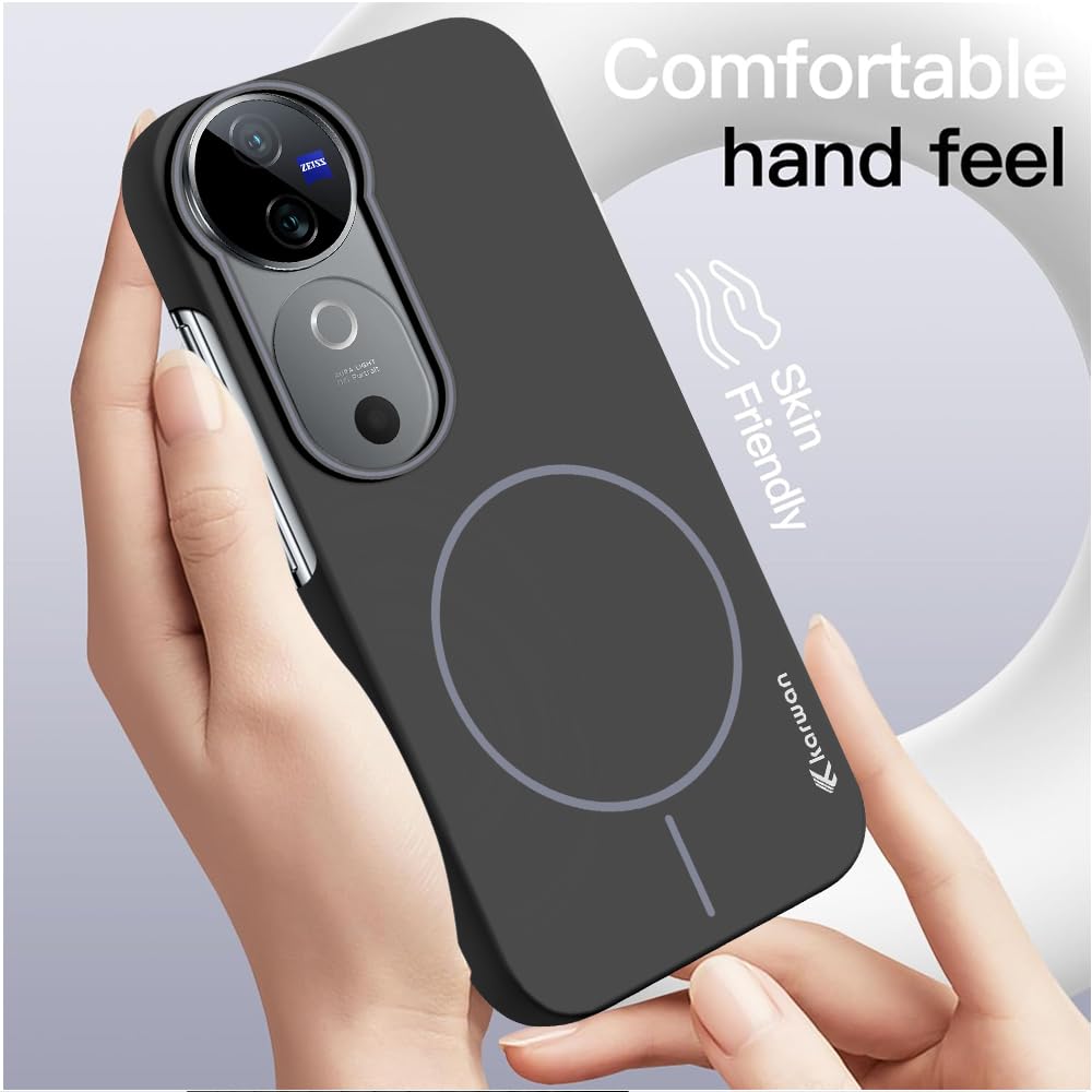 KARWAN®️Magnetic Ultra Slim-Fit Back Case Cover for Vivo V40 |Hard PC Case Cover| Ultra-Thin & Light Weight with [Ultra Premium Feel] Case for Vivo V40(6.8")(Black)