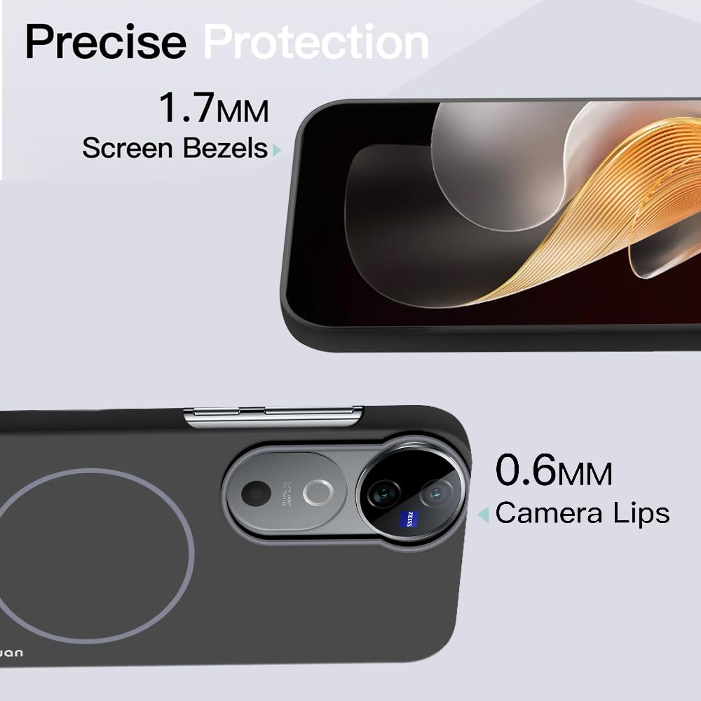 KARWAN®️Magnetic Ultra Slim-Fit Back Case Cover for Vivo V40 |Hard PC Case Cover| Ultra-Thin & Light Weight with [Ultra Premium Feel] Case for Vivo V40(6.8")(Black)
