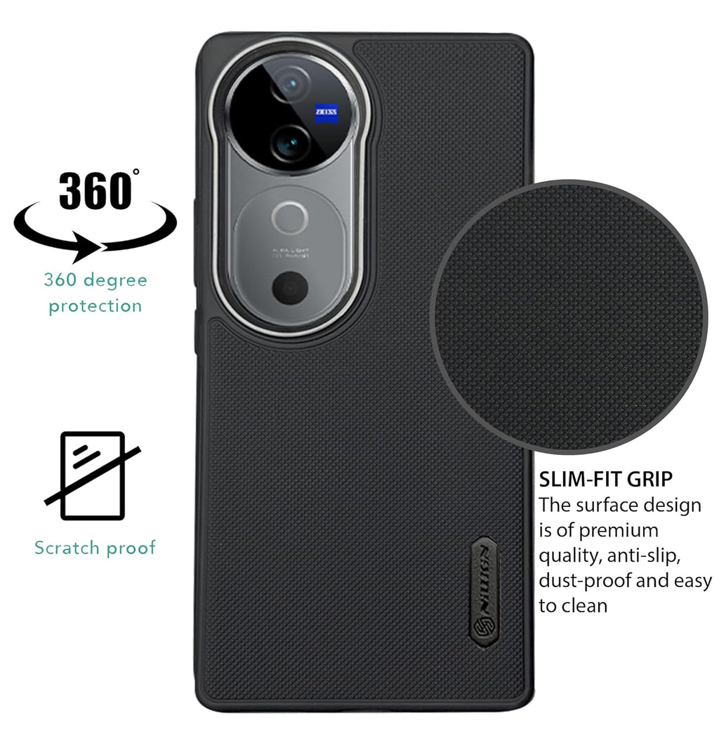 Super Frosted Shield Pro Soft Mobile Back Case for Vivo V40 / Vivo V40 Pro/Vivo T3 Ultra 5G | Shockproof Scratchproof Cover | Black