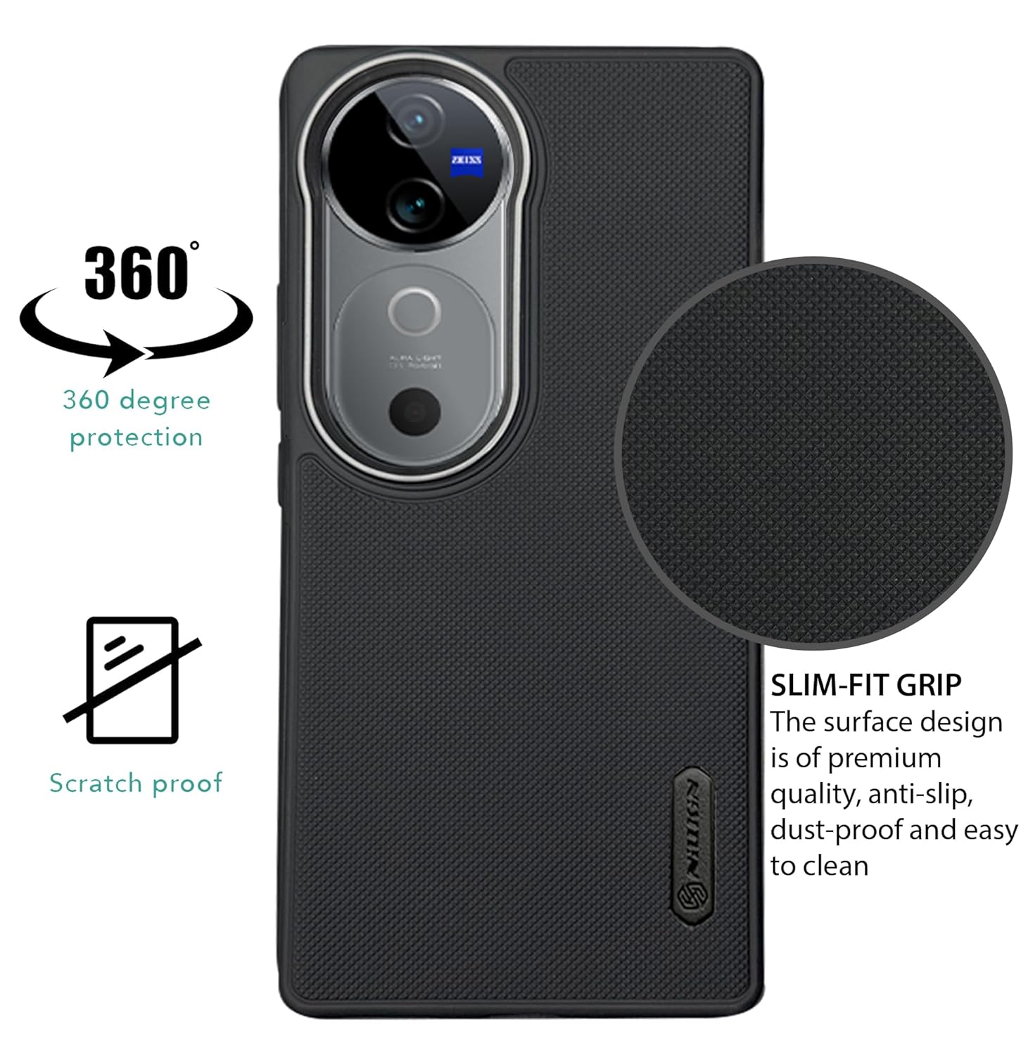 Super Frosted Shield Pro Soft Mobile Back Case for Vivo V40 / Vivo V40 Pro/Vivo T3 Ultra 5G | Shockproof Scratchproof Cover | Black