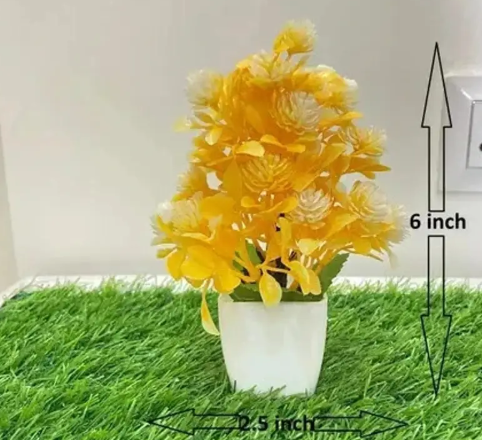 Wild Artificial Plant with Pot Set Of 8 Mini/Small Artificial Plants (15 cm, Multicolour)