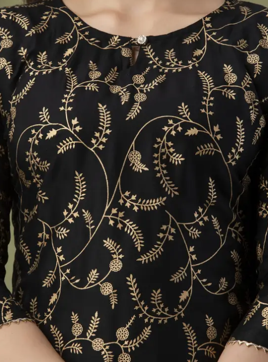 Women Printed + Worked Viscose Rayon Kurta Sharara Set