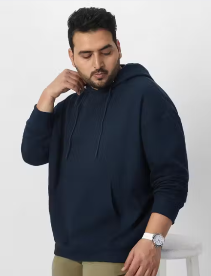Men’s Plus Size Hooded Sweatshirt | Full Sleeve Fleece Hoodie with Kangaroo Pocket | Casual Winter Wear for Men (3XL–7XL)