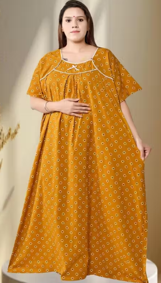 Mustard Women Nighty Maxi Cotton Plus Size 5XL to 10XL