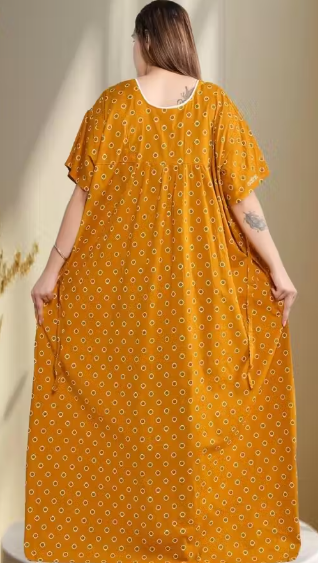 Mustard Women Nighty Maxi Cotton Plus Size 5XL to 10XL