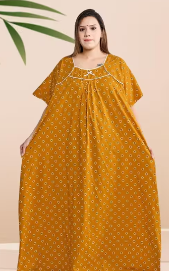 Mustard Women Nighty Maxi Cotton Plus Size 5XL to 10XL