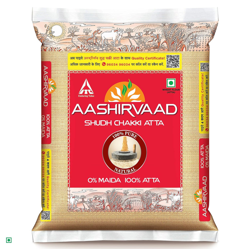 Aashirvaad Shudh Chakki Atta, 5kg Pack, 100% Whole Wheat Flour, 0% Maida