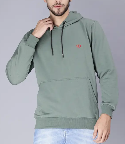 Trendy Men Full Sleeve Solid Hooded Sweatshirt