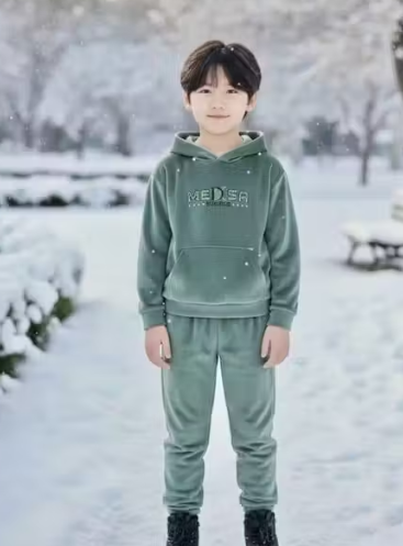 KIDS UNISEX WINTER CO-ORD SET (HOODIE SET) COLOUR: LIGHT GREEN