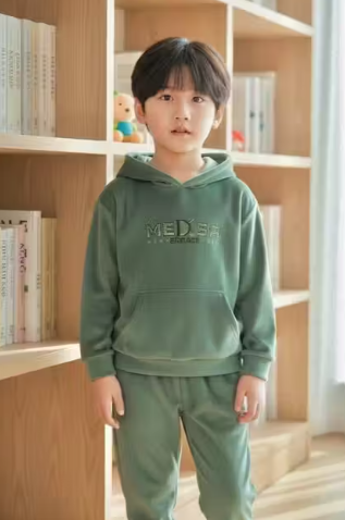 KIDS UNISEX WINTER CO-ORD SET (HOODIE SET) COLOUR: LIGHT GREEN