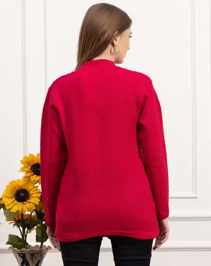 JDD Women's Woollen V-Neck Sweater