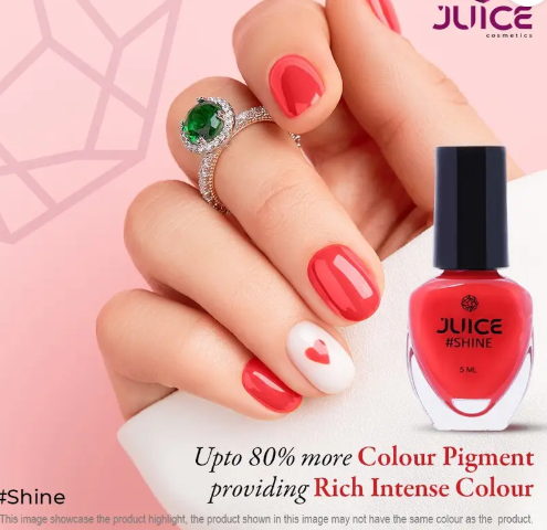 Juice #SHINE | High Gloss, Gel Effect, 80% more pigmented | Vegan Nail Polish PARTY POPPERS  (Pack of 5)