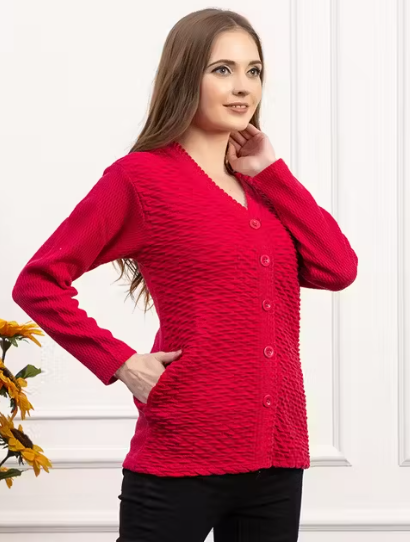 JDD Women's Woollen V-Neck Sweater