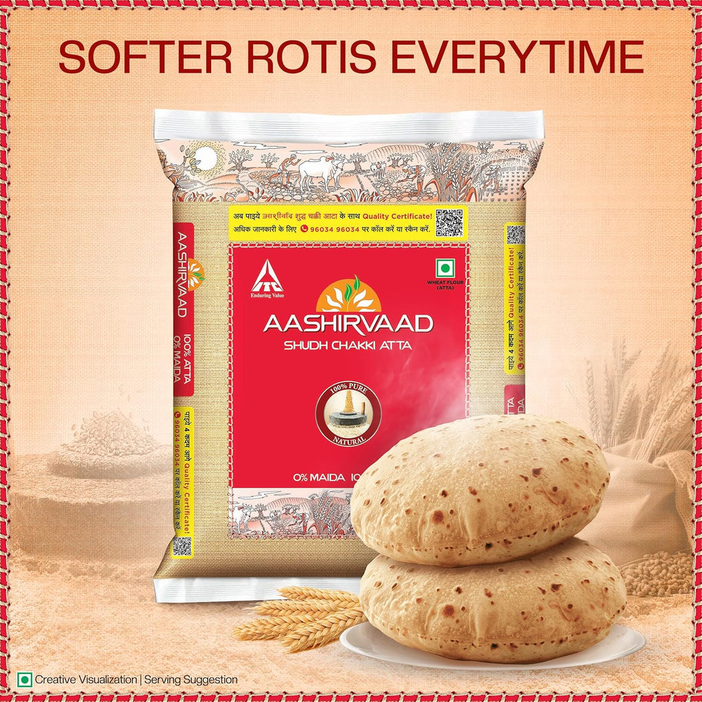 Aashirvaad Shudh Chakki Atta, 5kg Pack, 100% Whole Wheat Flour, 0% Maida