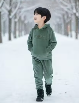KIDS UNISEX WINTER CO-ORD SET (HOODIE SET) COLOUR: LIGHT GREEN