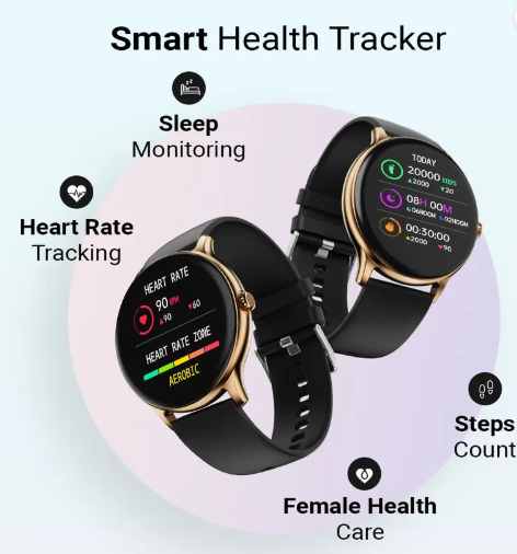 Fire-Boltt Hurricane 33.02mm (1.3) Curved Glass Display with BT Calling, 100+ Sports Modes Smartwatch  (Black Strap, Free Size)