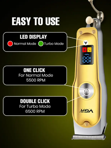 VGR V-290 Professional Hair Clipper with LED Display Trimmer 120 min Runtime 4 Length Settings  (Gold)