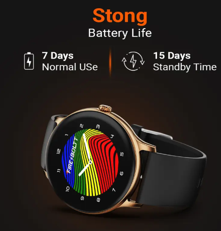 Fire-Boltt Hurricane 33.02mm (1.3) Curved Glass Display with BT Calling, 100+ Sports Modes Smartwatch  (Black Strap, Free Size)