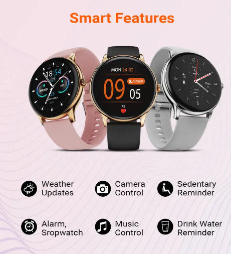 Fire-Boltt Hurricane 33.02mm (1.3) Curved Glass Display with BT Calling, 100+ Sports Modes Smartwatch  (Black Strap, Free Size)