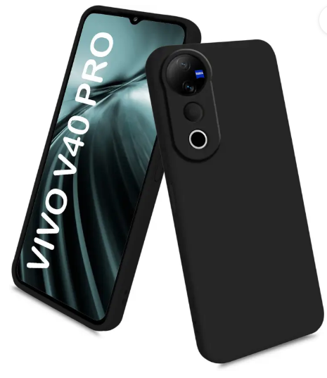 Back Cover for vivo V40 Pro 5G, Liquid Silicone Case inner Microfiber Cloth  (Black, Camera Bump Protector, Silicon, Pack of: 1)