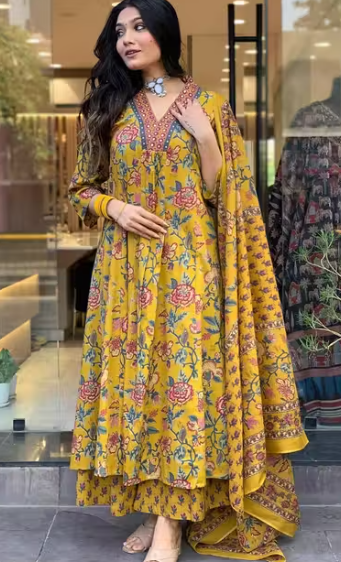 Cotton Reyon Women kurti pallazo dupatta set