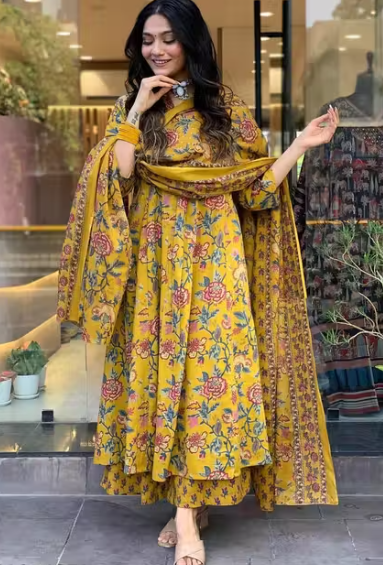 Cotton Reyon Women kurti pallazo dupatta set