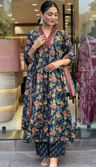 Cotton Reyon Women kurti pallazo dupatta set