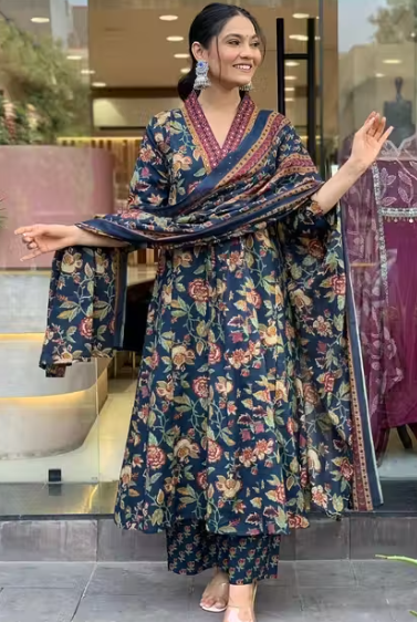 Cotton Reyon Women kurti pallazo dupatta set