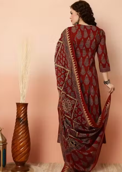 Maroon Kurti Plazo Dupatta Set
