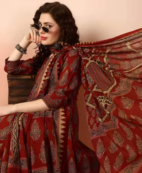 Maroon Kurti Plazo Dupatta Set