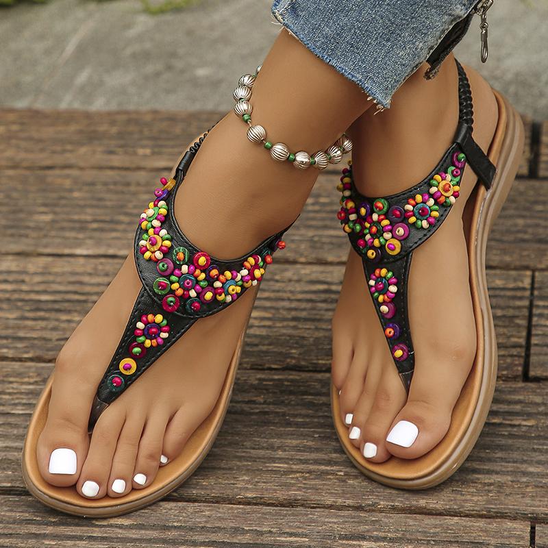 Designer Clip Toe Bohemia Sandals Flat Heels Sandles Woman Non Slip Sole Beach Flip Flops
