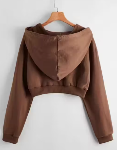 Women Full Sleeve Solid BROWN Hooded Sweatshirt/Jacket