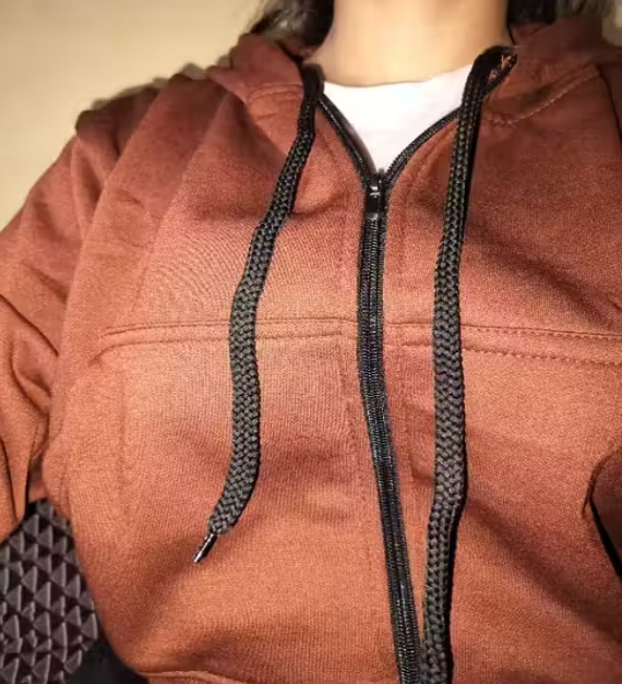 Women Full Sleeve Solid BROWN Hooded Sweatshirt/Jacket